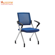 Flexible fabric back and seat nylon castors foldable office chair for training